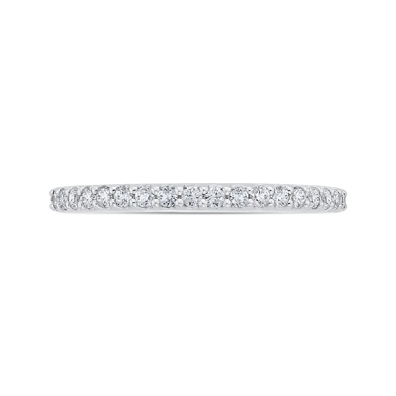 Trendy necklaces and pendants with geometric shapes for a modern aesthetic-14K White Gold Round Half Eternity Diamond Wedding Band