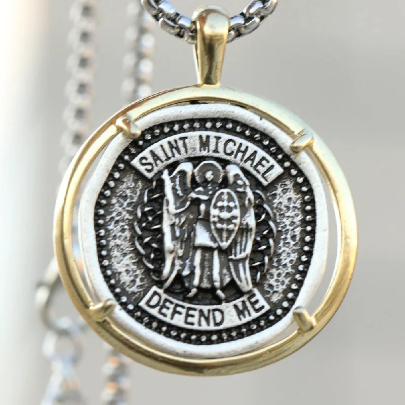 Best necklaces and pendants with layered designs for a chic, stacked look-Archangel Michael Ancient Medallion Necklace