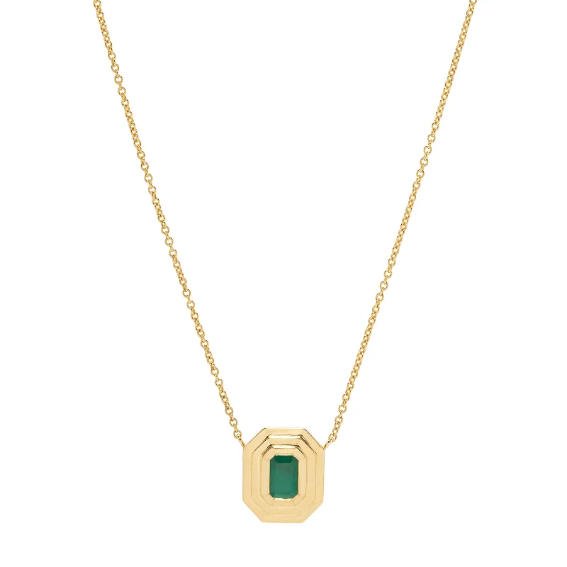 Elegant necklaces and pendants with diamond accents for added sparkle-Staircase Charm Necklace - Emerald