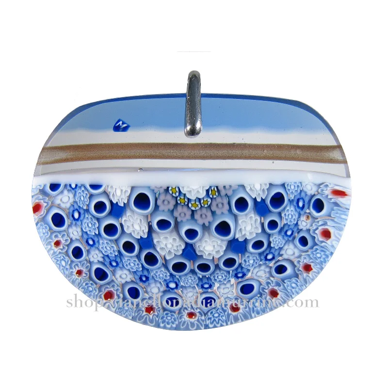 Necklaces and pendants with crescent moon designs for a celestial and mystical feel-Light blue Murrina Maya Classica Semi-round Murano glass pendant