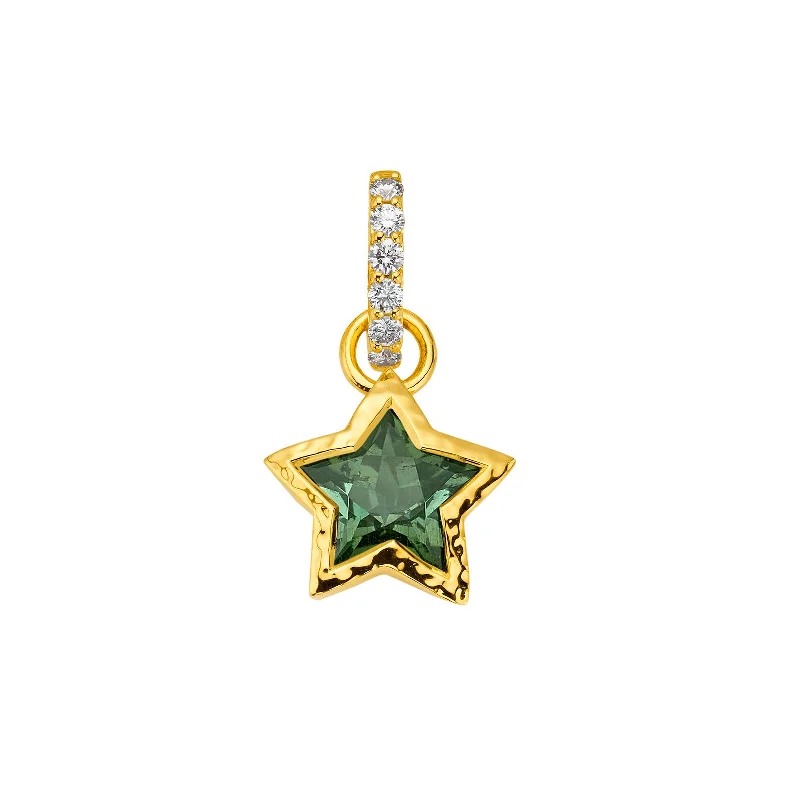 Best necklaces and pendants with intricate beadwork for a bohemian-inspired look-Star Pendant - Green Tourmaline and Diamond