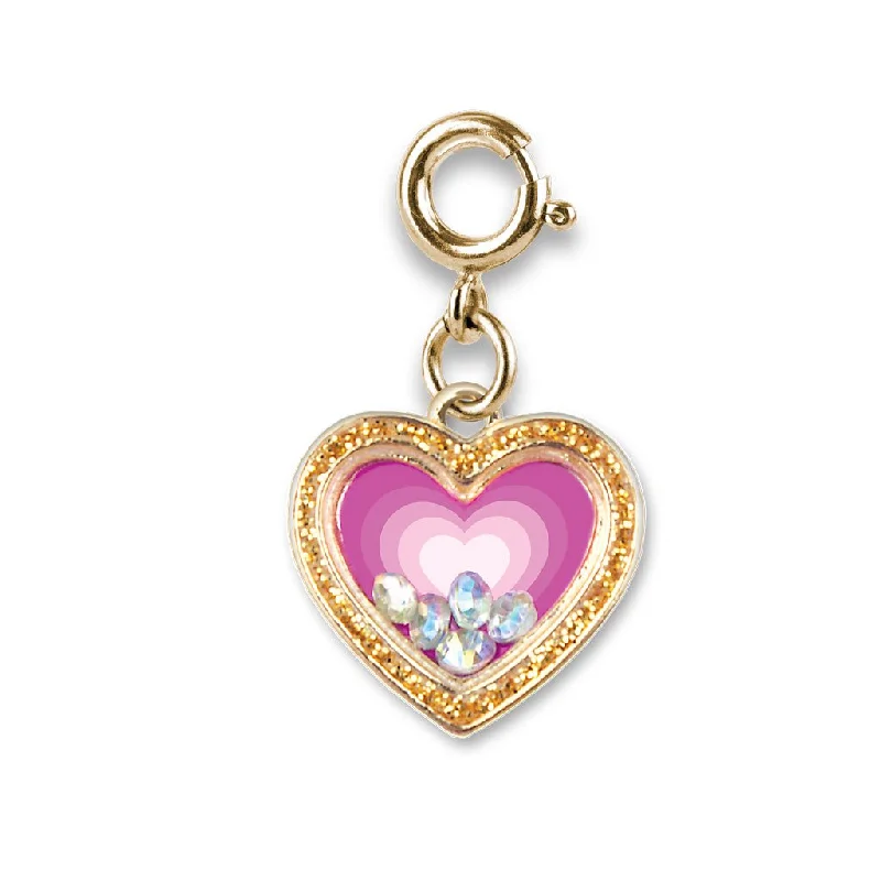 Personalized necklaces and pendants with coordinates for a meaningful location-based gift-Charm It! - Gold Heart Shaker Charm