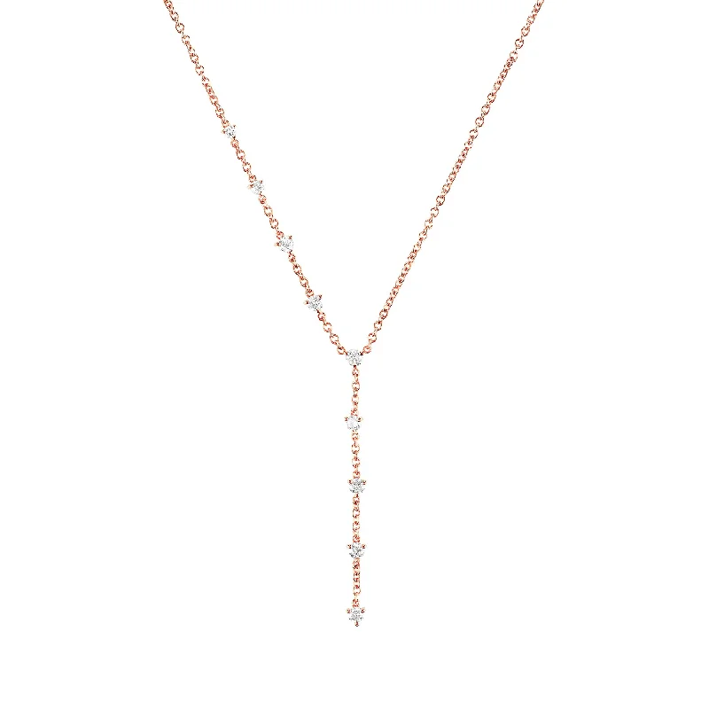 Best necklaces and pendants with opal gemstones for an iridescent glow-Sparkler Lariat - Rose Gold