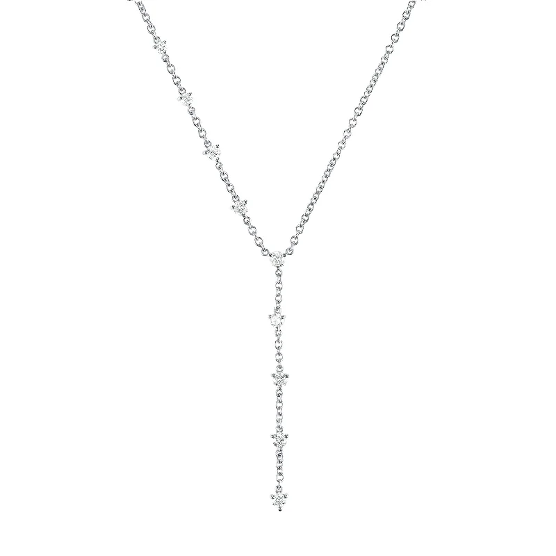 Best necklaces and pendants with gemstone clusters for a bold and colorful effect-Sparkler Lariat - White Gold