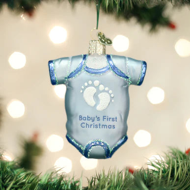 Beautiful necklaces and pendants with natural stones for an earthy, organic vibe-Old World Christmas - Blue baby onesie