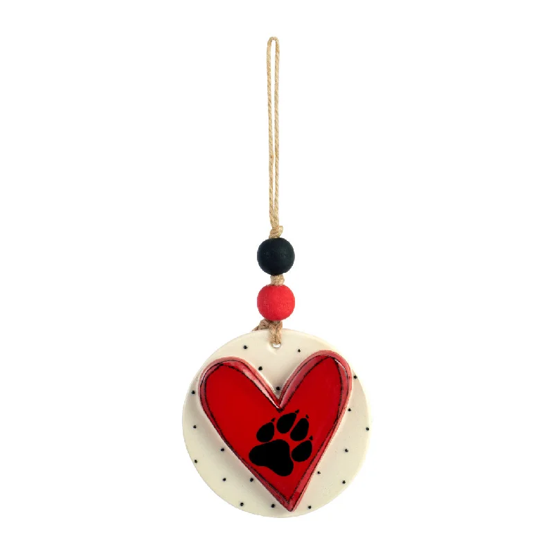 Best necklaces and pendants with sterling silver for an affordable yet stylish choice-Demdaco- Paw Print Heart Ornament - Red & White