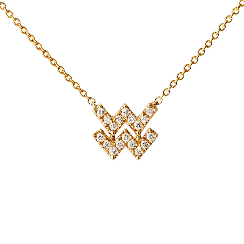 Necklaces and pendants with geometric pendants for a clean, contemporary design-Star Sign Aquarius Diamond Necklace - Yellow Gold