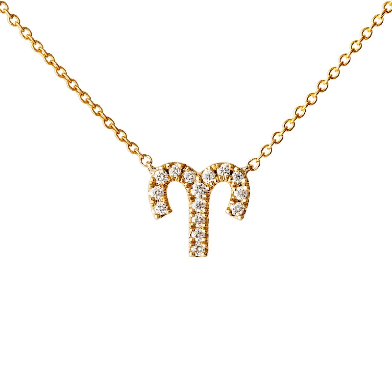 Best necklaces and pendants with sterling silver for an affordable yet stylish choice-Star Sign Aries Diamond Necklace - Yellow Gold