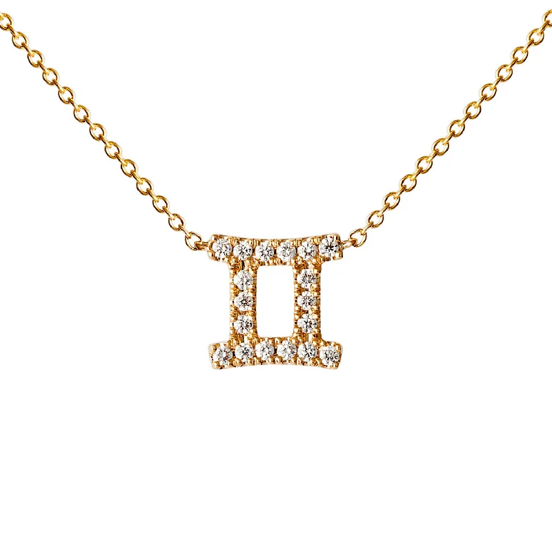 Best necklaces and pendants with intricate filigree for vintage-inspired elegance-Star Sign Gemini Diamond Necklace - Yellow Gold