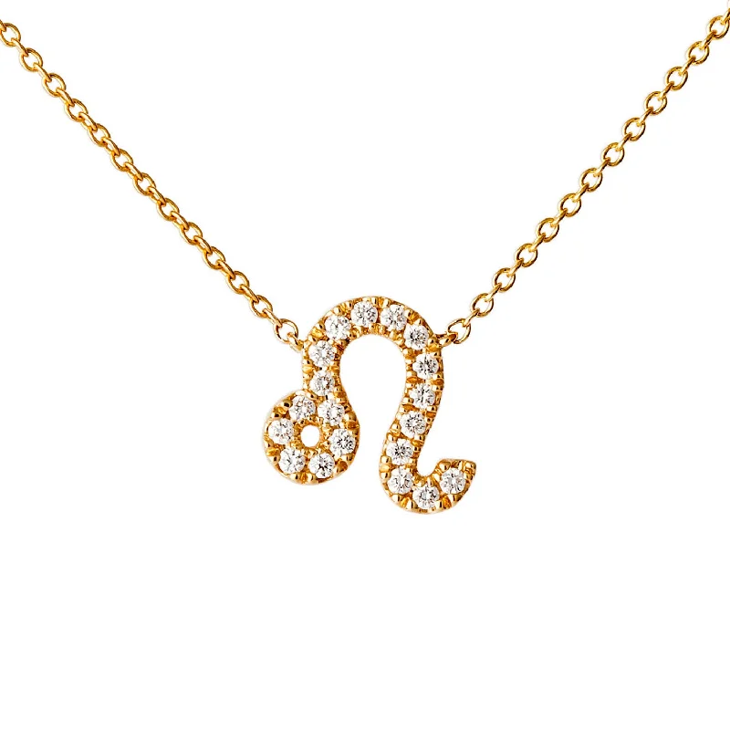 Beautiful necklaces and pendants with butterfly motifs for a whimsical style-Star Sign Leo Diamond Necklace - Yellow Gold