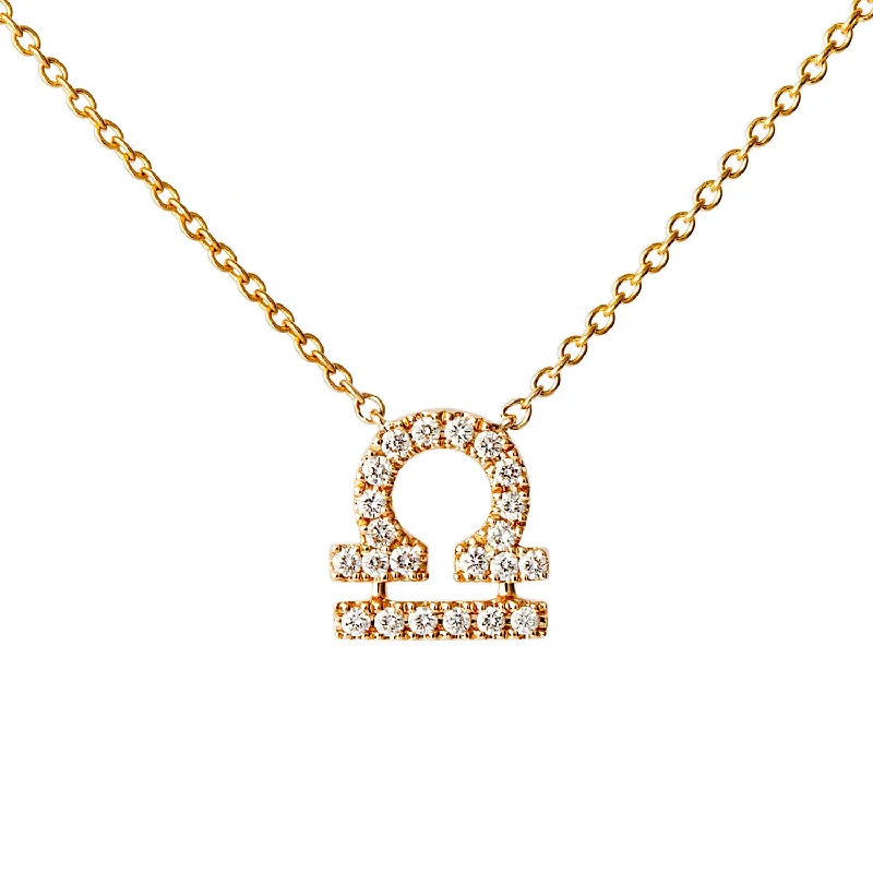 Best necklaces and pendants with cubic zirconia for a budget-friendly dazzling effect-Star Sign Libra Diamond Necklace - Yellow Gold