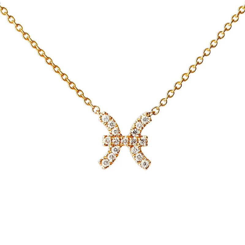 Best necklaces and pendants with opal and gold for a vibrant, luxurious contrast-Star Sign Pisces Diamond Necklace - Yellow Gold