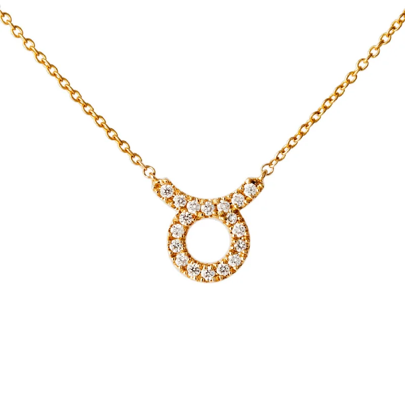 Necklaces and pendants with lock and key designs for a symbolic gesture-Star Sign Taurus Diamond Necklace - Yellow Gold