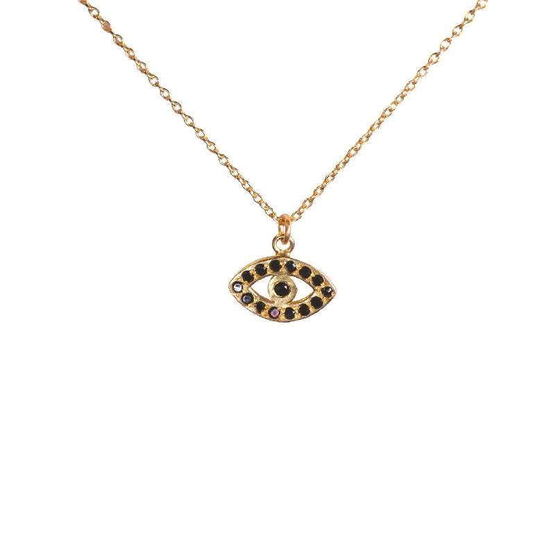 Elegant necklaces and pendants with onyx stones for a sleek, polished look-***Evil Eye Necklace in Brass 16" + 2" extender