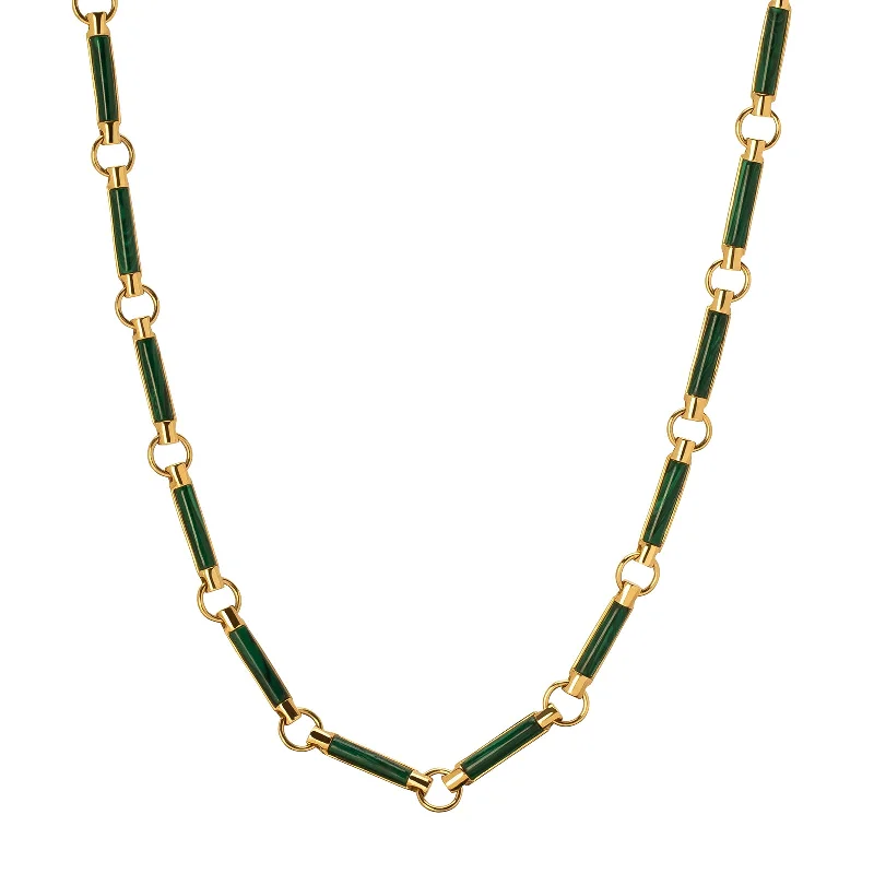 Necklaces and pendants with custom engravings for a personal, meaningful gift-Stone Chain Choker - Malachite