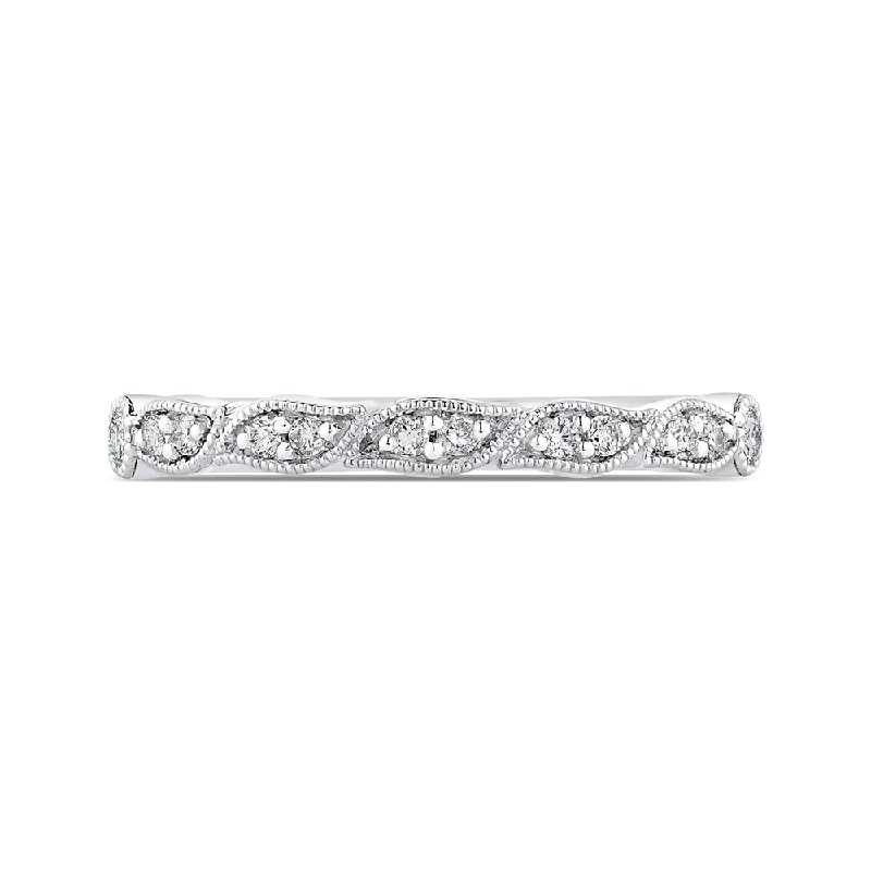 Necklaces and pendants with abstract shapes for a modern, creative appearance-Half Eternity Wedding Band In Round Diamond 14K White Gold