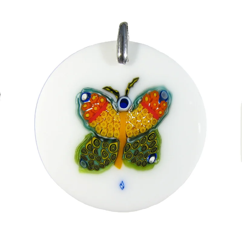 Best necklaces and pendants with zodiac signs for a celestial, astrology-inspired vibe-Handcrafted Millefiori Murano glass Butterfly pendant