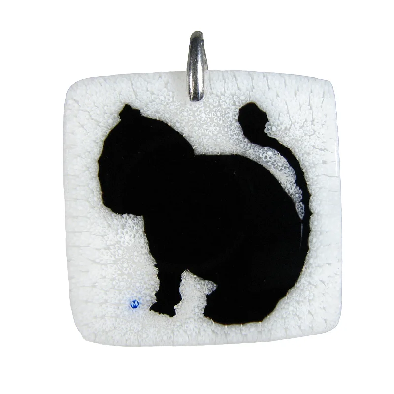 Stunning necklaces and pendants with aquamarine stones for a serene effect-Handcrafted Murano glass Black Cat pendant