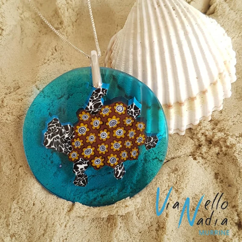 Best necklaces and pendants with matching earrings for a coordinated, elegant look-Handcrafted Murano glass pendant Turtle