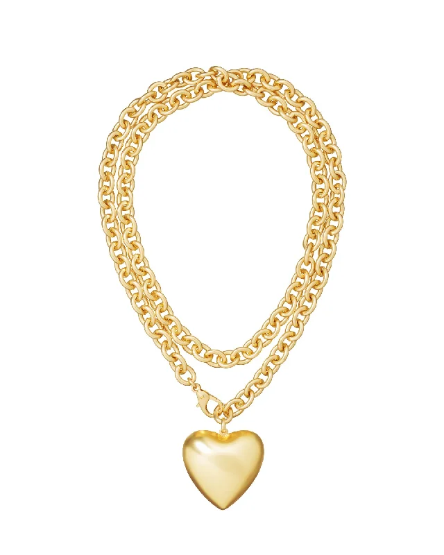 Necklaces and pendants with matching rings for a coordinated set of jewelry-Heart & Soul Necklace in Gold