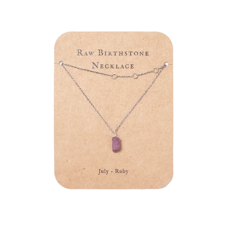 Best necklaces and pendants with intricate beadwork for a bohemian-inspired look-***July Raw Birthstone Necklace in Sterling Silver (Ruby) Ruby 18" + 2" extender