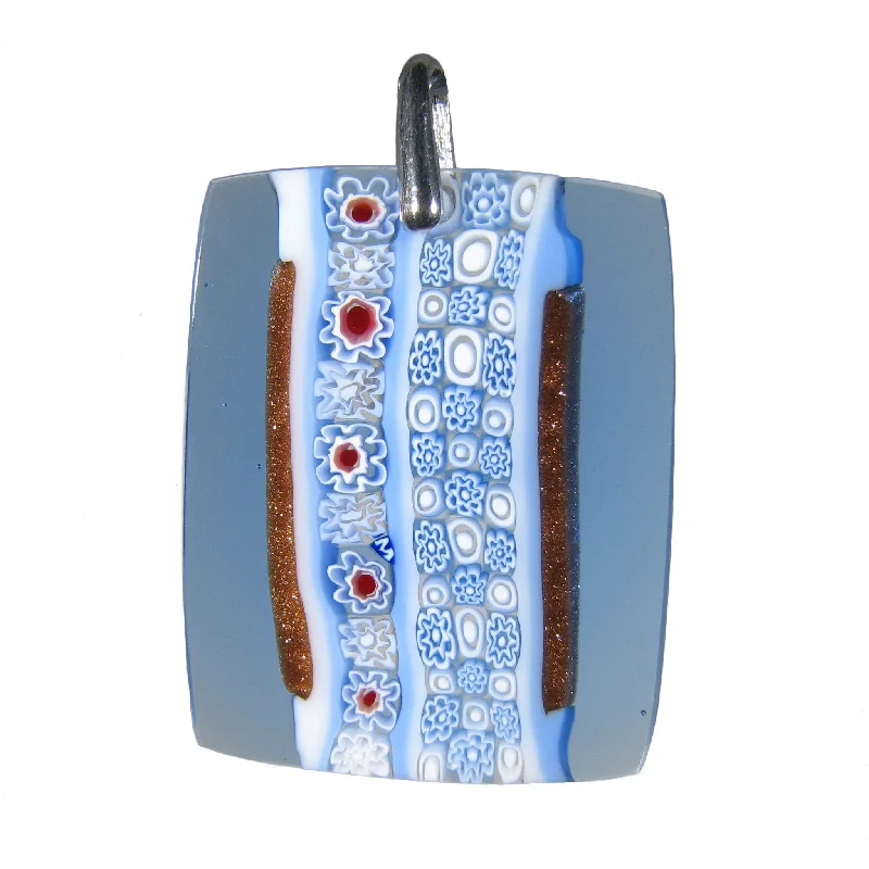 Stunning necklaces and pendants with chakra stones for healing and balance-Light Blue Murrina "Inglesina" Murano glass rectangular pendant