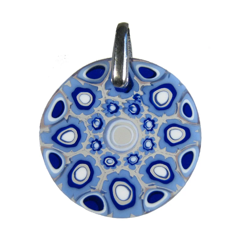 Best necklaces and pendants with turquoise stones for a vibrant boho-chic look-Light Blue Murrina Millefiori Murano glass pendant (15) ⌀ 25 mm