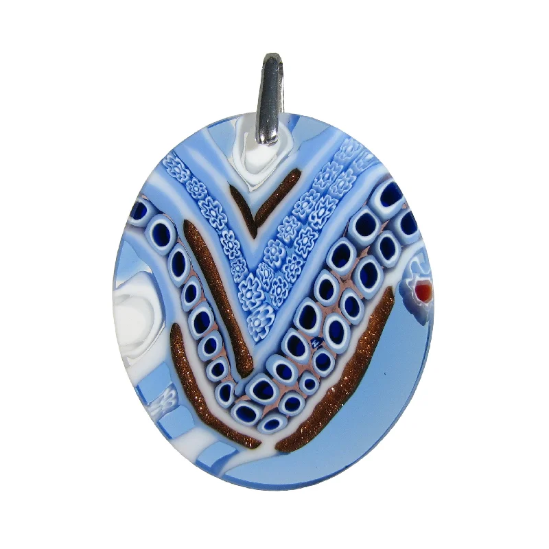 Necklaces and pendants with leaf-shaped designs for an earthy, organic feel-Light blue Murrina Quadrone Murano glass oval pendant