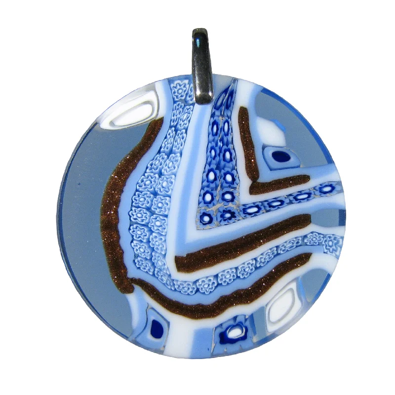 Unique necklaces and pendants with gemstones for a colorful and vibrant statement-Light Blue Murrina Quadrone Murano glass round pendant