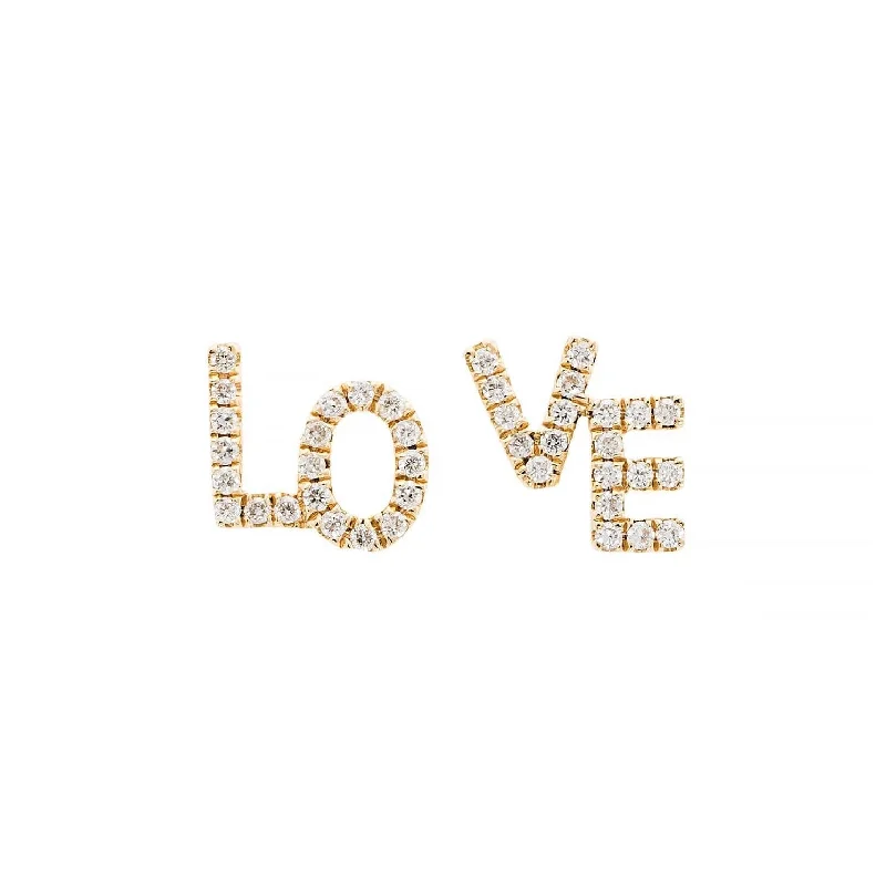 Necklaces and pendants with enamel accents for a colorful, eye-catching appearance-Love Text Studs, Pair