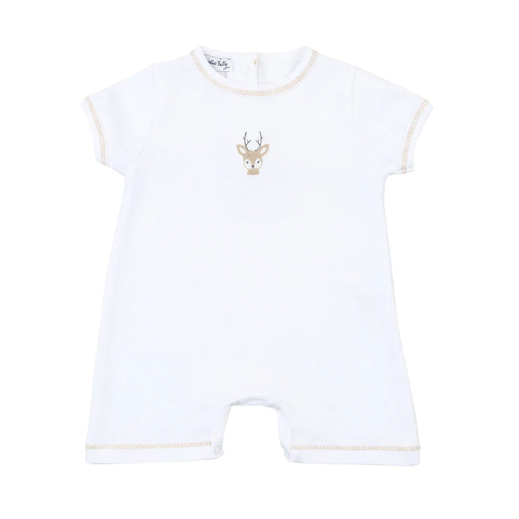 Unique necklaces and pendants with artistic shapes for a creative, one-of-a-kind design-Magnolia Baby Tiny Buck Embroidered Short Playsuit