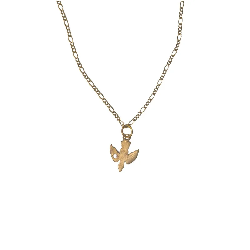 Necklaces and pendants with angel wing motifs for a spiritual, meaningful design-Mama Bird Brass Necklace with Stone