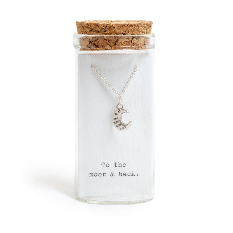 Necklaces and pendants with leaf-shaped designs for an earthy, organic feel-Message in a Bottle Littles Collection - Necklace - Moon with Words