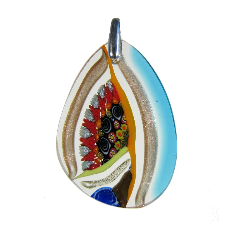 Necklaces and pendants with enamel accents for a colorful, eye-catching appearance-Multicolor Aquamarine Drop-shaped Murrina Classica