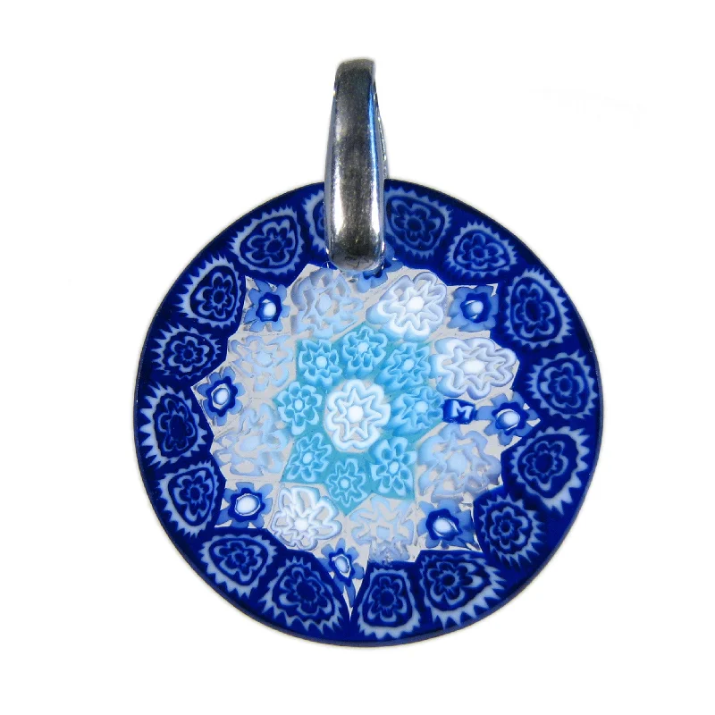 Necklaces and pendants with ocean-inspired designs for a refreshing, beachy feel-Multicolor Aquamarine Millefiori Round Pendant (20) ø 22 mm