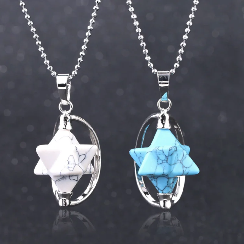 Best necklaces and pendants with silver chains for a sleek, timeless look-Natural Stone Merkaba Meditation Necklace