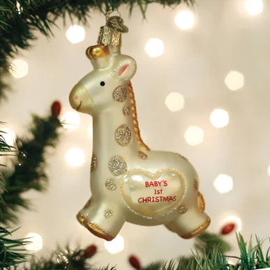 Elegant necklaces and pendants with gold chains for a chic, timeless appearance-Old World Christmas - Baby's 1st Christmas Giraffe