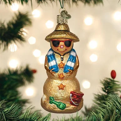 Beautiful necklaces and pendants with moonstone for an ethereal, mystical appearance-Old World Christmas - Sand Snowman