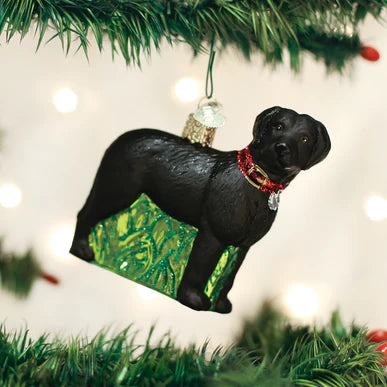 Necklaces and pendants with geometric pendants for a clean, contemporary design-Old World Christmas - Standing Black Lab