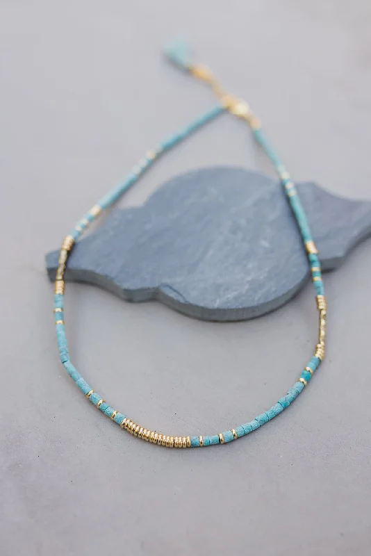 Stunning necklaces and pendants with ruby and diamond combinations for a luxurious effect-Teal Rondelle Necklace