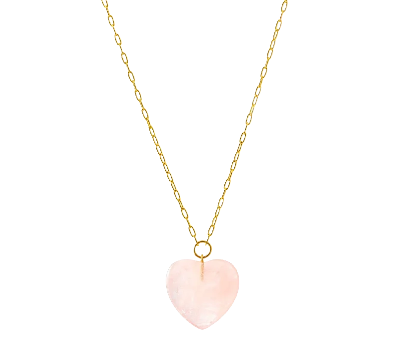 Best necklaces and pendants with sterling silver for an affordable yet stylish choice-Rose Quartz Heart Pendant on Gold Chain