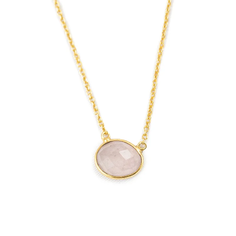 Best necklaces and pendants with intricate filigree for vintage-inspired elegance-***Rose Quartz Necklace- Gold Plated Brass