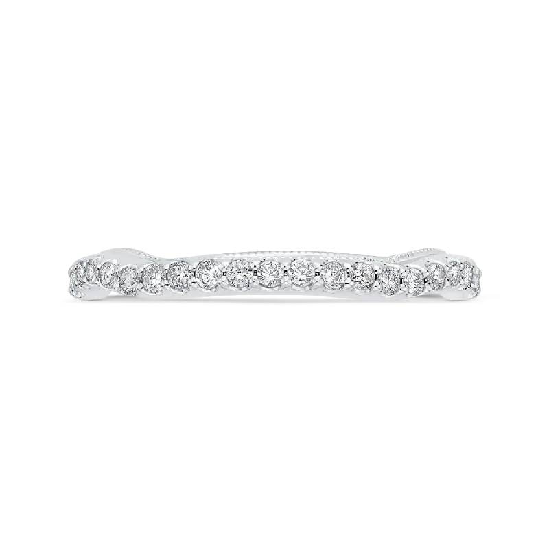 Best necklaces and pendants with cubic zirconia for a budget-friendly dazzling effect-Round Cut Diamond 14K White Gold Half Eternity Wedding Band