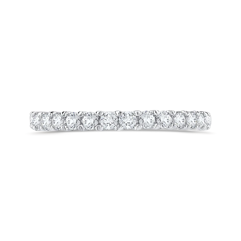 Beautiful necklaces and pendants with natural stones for an earthy, organic vibe-Round Cut Diamond Half Eternity Wedding Band In 14K White Gold