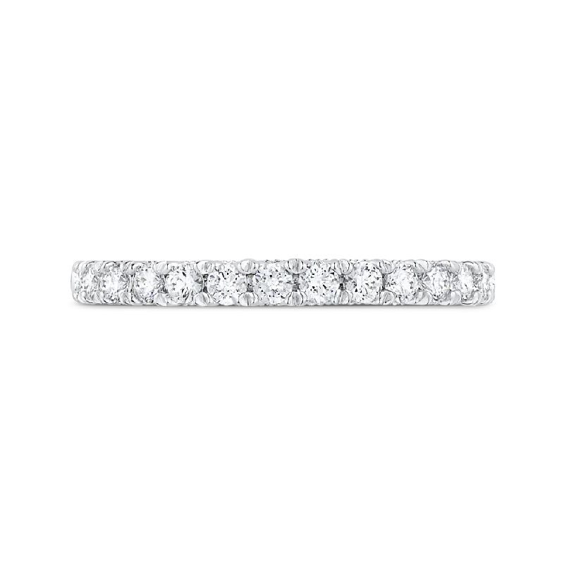 Beautiful necklaces and pendants with diamond halo settings for extra brilliance-Round Cut Diamond Half Eternity Wedding Band In 14K White Gold