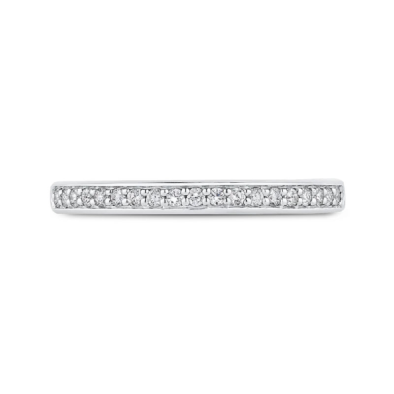 Stunning necklaces and pendants with ruby and diamond combinations for a luxurious effect-Round Diamond Half Eternity Wedding Band In 14K Two Tone Gold