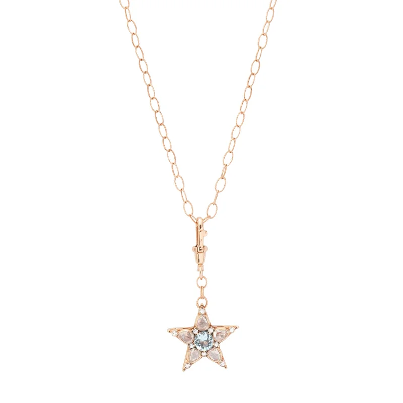 Stunning necklaces and pendants with amethyst gemstones for a calming effect-Star Aquamarine and Diamond Pendant Necklace