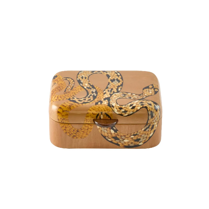 Necklaces and pendants with enamel accents for a colorful, eye-catching appearance-Snake Print Marquetry Box - Small