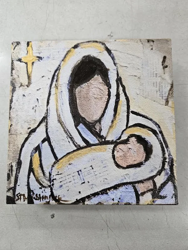 Necklaces and pendants with abstract shapes for a modern, creative appearance-Stacy Spangler - Mary & Baby Jesus 6x6