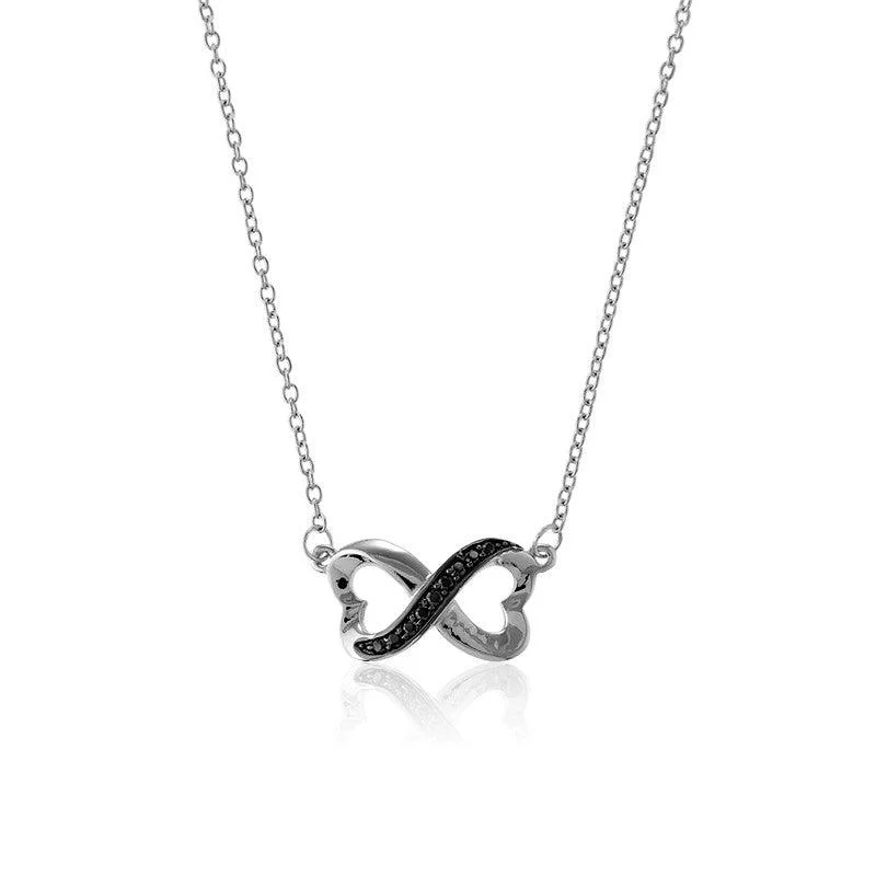 Elegant necklaces and pendants with gold chains for a chic, timeless appearance-Sterling Silver Black CZ Heart Infinity Necklace